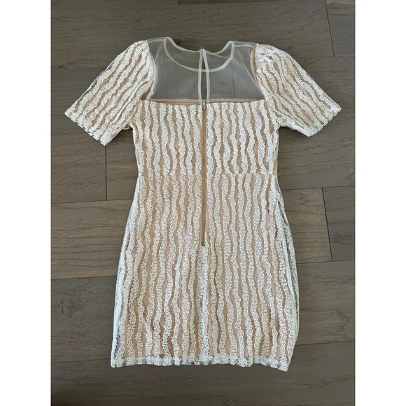 Lulus White Embroidered Mesh Mini Dress Short Sleeve - Picture 3 of 7
